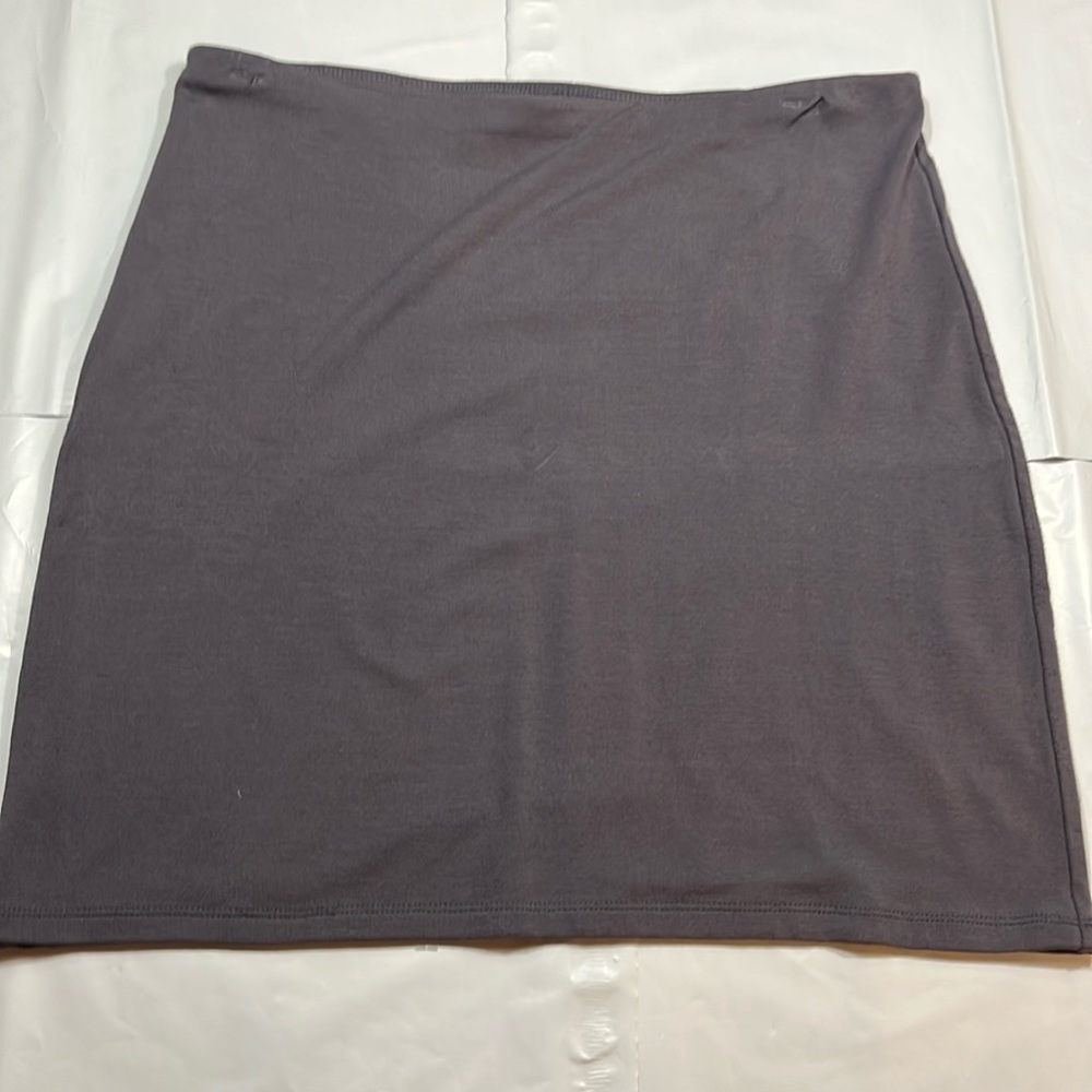 Wilfred free GRAY KNIT pencil SHORT skirt PULL ON SOFT stretchy plain rayon LRG